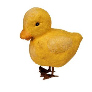 VTG. Yellow Baby Chick Chicken Figurine 3-1/2" Wire Legs/Feet Home Decor